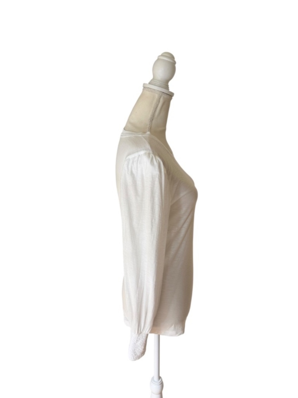 Nation LTD Loren Tee White Pima Cotton Puff Sleeve Smocked Cuff Top - Picture 4 of 16
